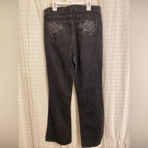jeanstar jeans 10 Women’s Dark Wash Embroidered Rhinestones Wide Leg School